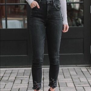 AGOLDE Sophie Skinny High Rise Crop Jeans Black Stretch Size 23